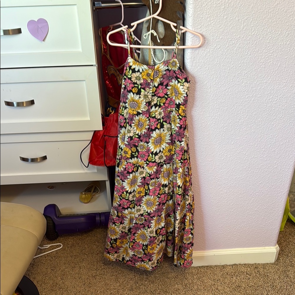 Forever 21 Yellow and Pink Casual Dress Vibrant Floral Maxi